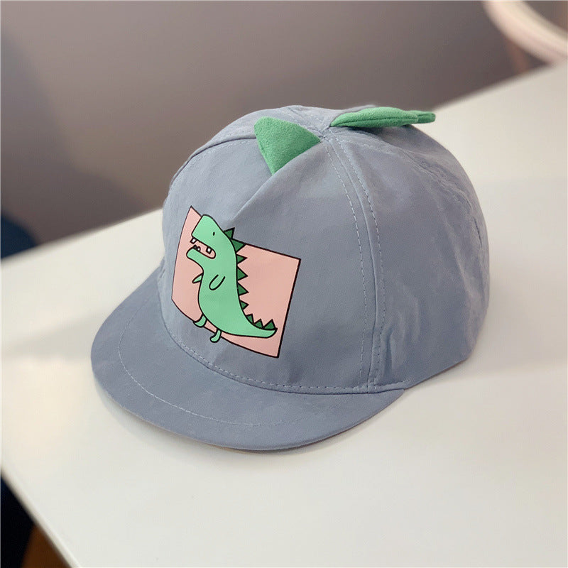Kid's blue summer cap with green dinosaur